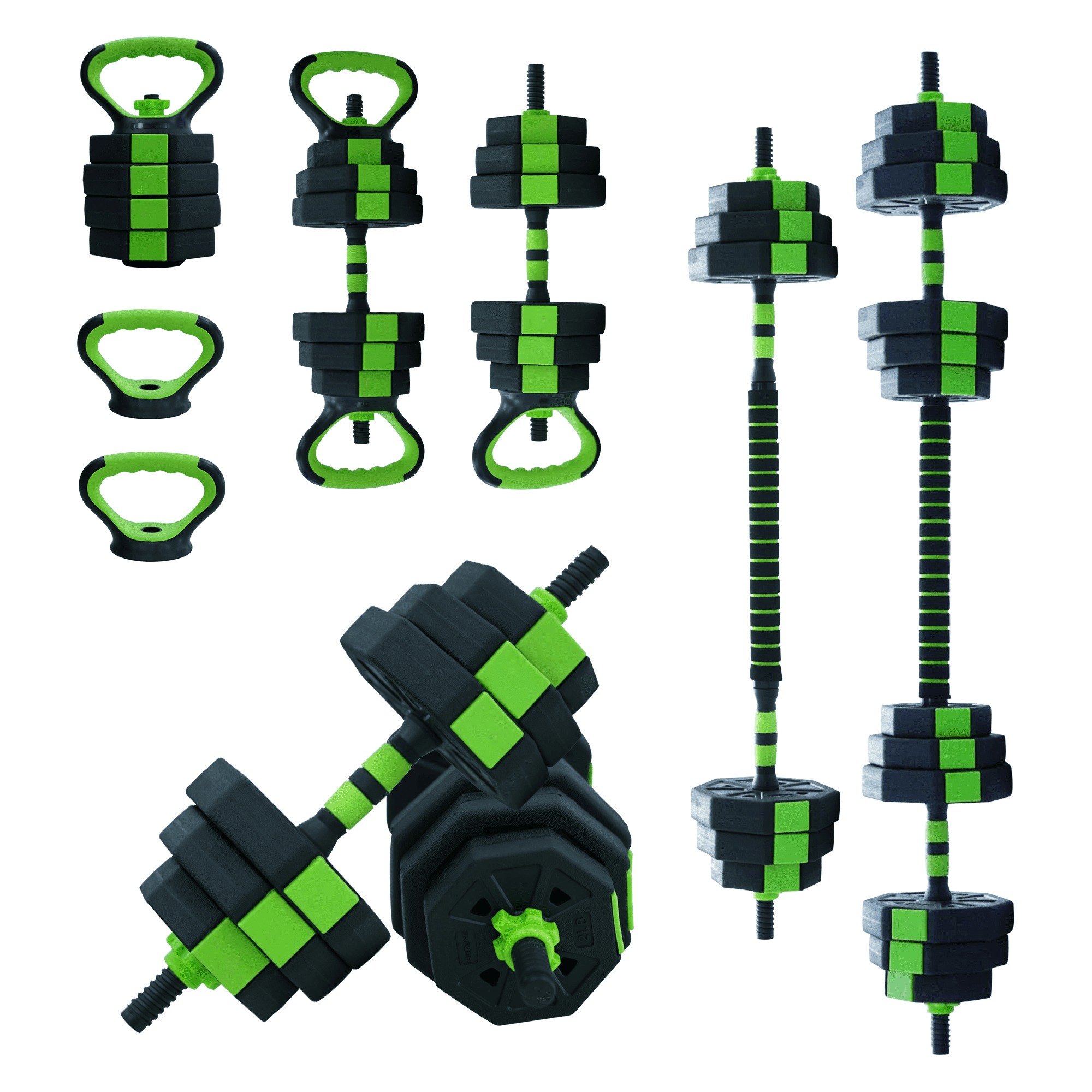 4-in-1 Adjustable Dumbbell Set, 44 lbs – Converts to Dumbbell, Barbell, Kettlebell & Push Up Stand – Multifunctional Home Gym Workout Equipment for Men & Women – Space-Saving, Full Body Strength