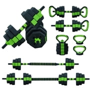 4-in-1 Adjustable Dumbbell Set 66lbs - Home Gym Strength Training Equipment, Convertible Barbell Kettlebell Push Up Stand