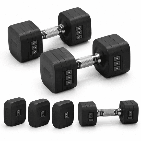 4-in-1 Adjustable Dumbbell Set, Black, Pair of 2, Total 20 Lb (4, 6, 8, 10 Lb Options)