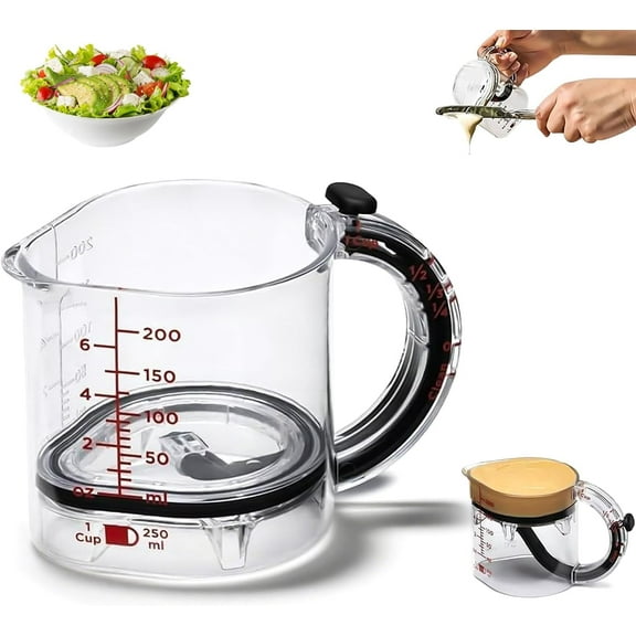 4-in-1 Adjustable Measuring Cup - Multi-Functional Up Cup Measuring Cup, with Adjustable Base & Scraper-Style Seal Base, Space-Saving Easy to Clean for Cooking and Baking & Ingredients