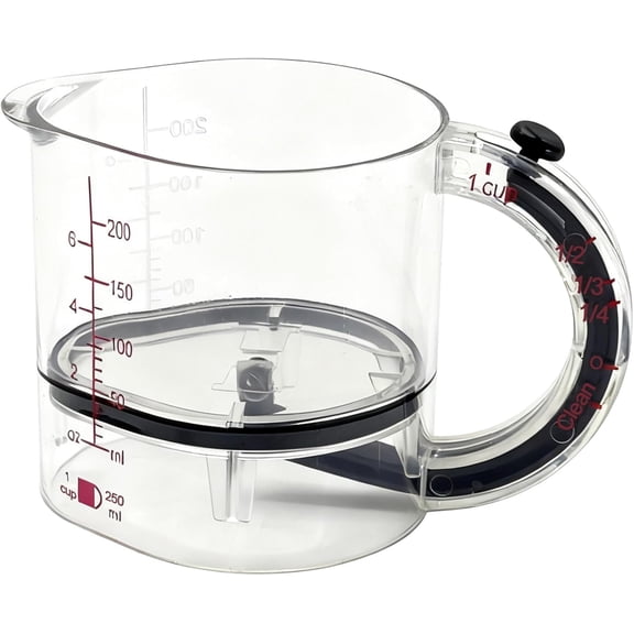 4-in-1 Adjustable Measuring Cup, Multi-Functional Kitchen Tool with Push-Button, with Adjustable Base & Scraper-Style Seal Base, Space-Saving Nesting Design for Cooking, Baking, Liquid & Dry Measure