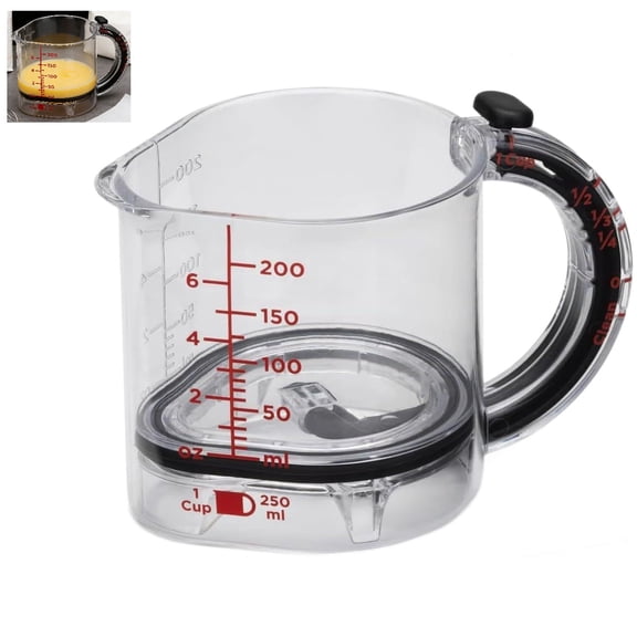 4 in 1 Adjustable Measuring Cup with Handle, Push Up Liquid Measuring Cup for Baking