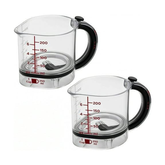 4-in-1 Adjustable Measuring Cup with Push-Up Scraper Base – No-Waste Kitchen Measuring Jug with Easy-Read Markings for Baking, Cooking & Sauces