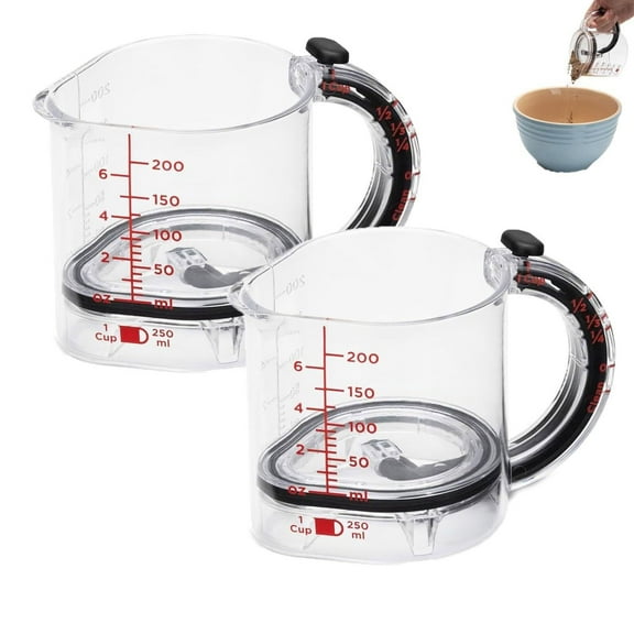 4 in 1 Adjustable Plastic Liquid Measuring Cups, Space-Saving Multi-Functional Design for Cooking & Baking