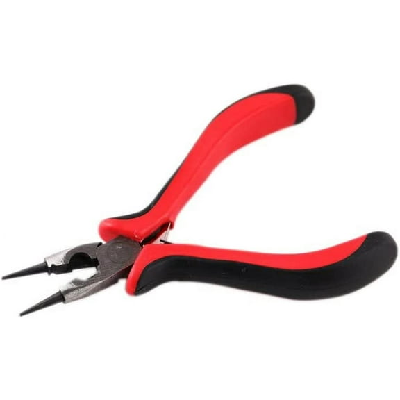 4.5 Inch Round Nose Pliers Wire Cutter 4-in-1 Mini Precision Pliers Wire Bending Side Cutter Tools for DIY Jewelry Making Red-Black