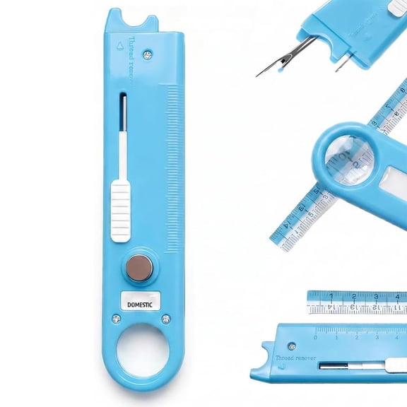 4-in-1 Automatic Needle Threader for Sewing Machine, Magnetic Ruler Multi-Tool & Seam Ripper for Easy Threading and Stitch Removal