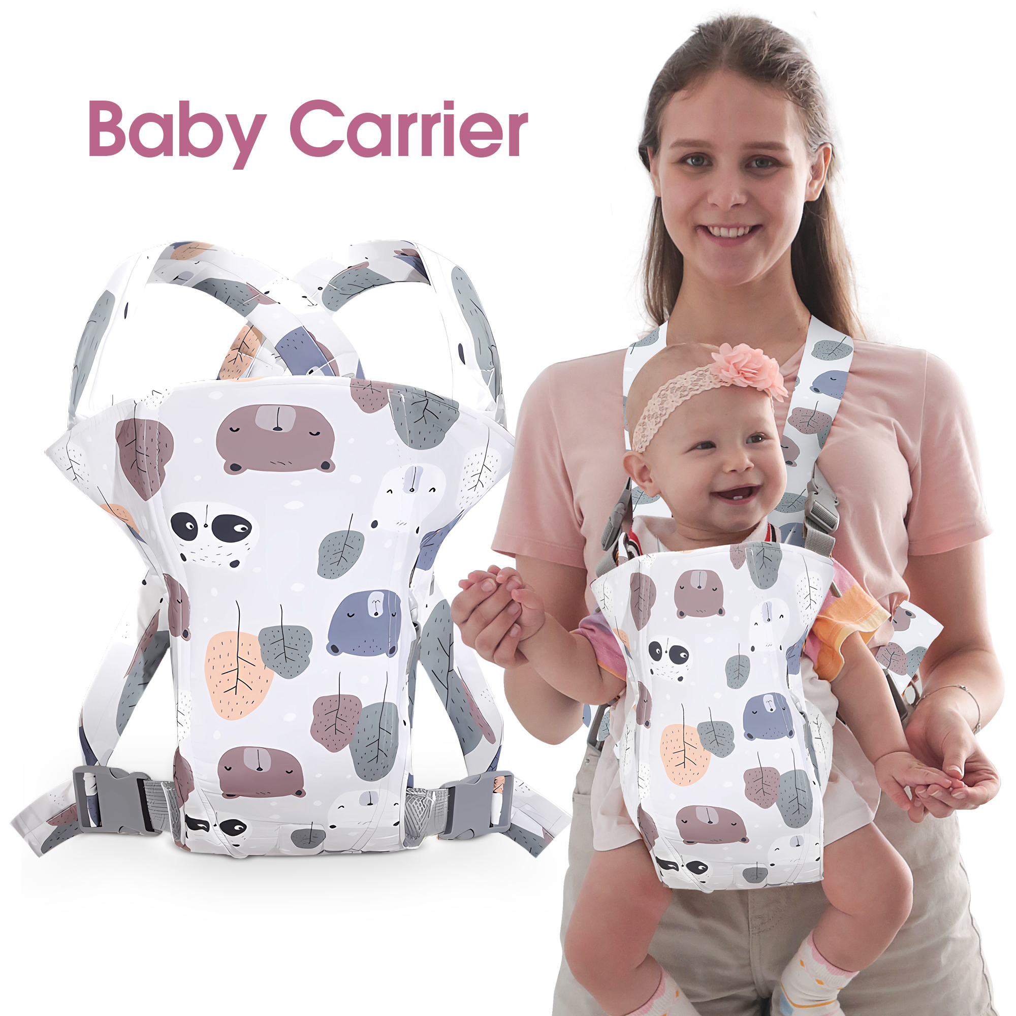 4 in 1 Baby Carrier, Infant Wraps Carrier Ergonomic Baby Carrier Backpack, Newborn Carrier for Baby Carrier Newborn to Toddler, Colorful - image 1 of 8