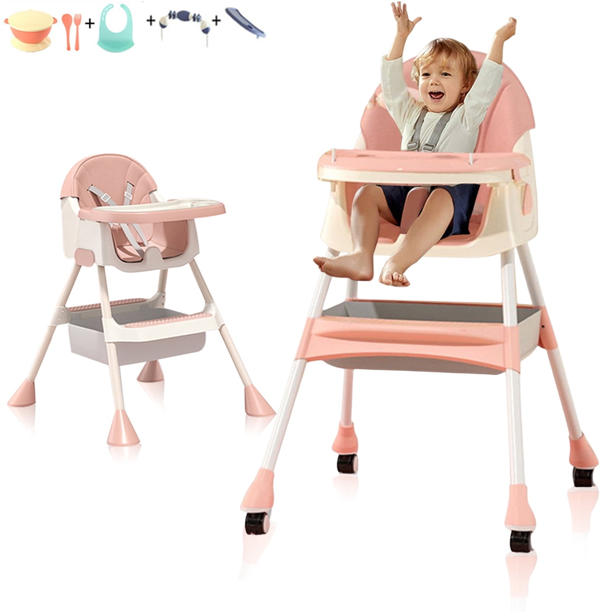4in1 Baby Dining Chairs Baby Highchair Adjustable Kid Sear Eat & Grow
