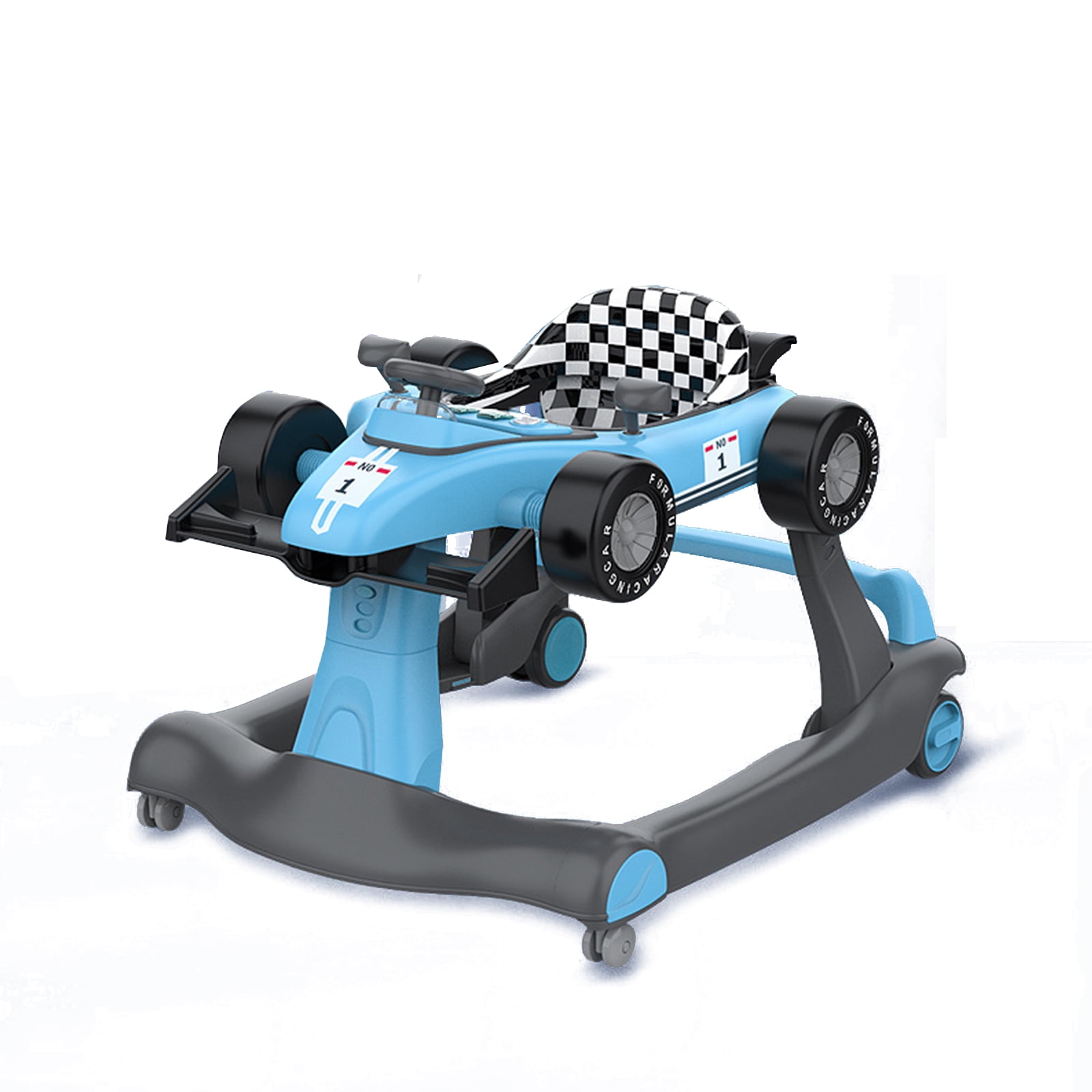 4in1 Baby Walker, Adjustable Height, Speed, Foldable Car Walker Red