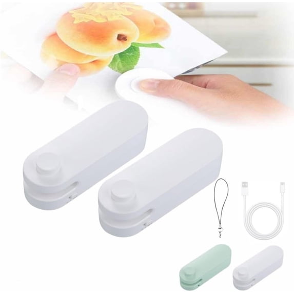 4 in 1 Bag Cutter and Sealer, 2024 Upgrade Bag Sealer Heat Seal, Portable Vacuum Food Sealer Bag Sealing Machine for Plastic Bags Snack Bags (White)