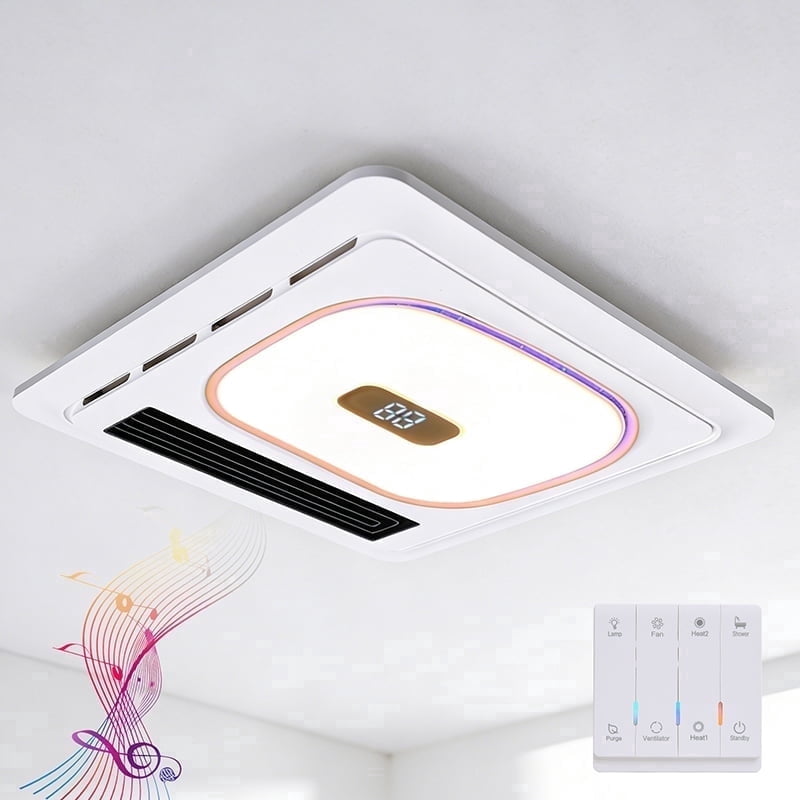 KBOROVER 4-in-1 Bathroom Exhaust Fan with 1800W Heater, Bluetooth Speaker and RGB LED Light, 180 CFM Quiet Ventilation, Wireless Remote, 1-Pack, White