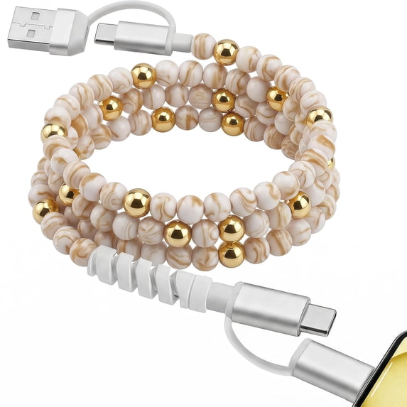 4-in-1 Beaded Charging Cable, MFi Certified, Works with CarPlay, 3.3FT ...