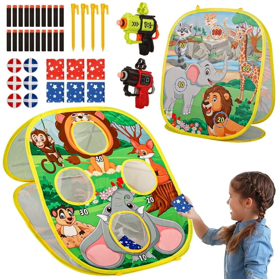4 in 1 Bean Bag Toss Game - 2025 Upgraded Corn Hole Set for Kids, Toddler Outdoor Toys, Gift for Boys Girls Ages 3-5, 5-7