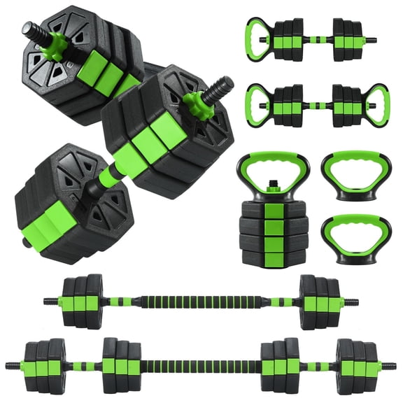 4-in-1 Black Green Adjustable Dumbbell Weight Set