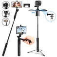 thumbnail image 1 of 4-in-1 Bluetooth Selfie Stick Tripod with LED Fill Light, Panorama Shots 360 Degrees Rotatable Video Anti Shake Balance Handle Gimbal, for DSLR Cameras GoPro Photography Phone - Black, 1 of 9