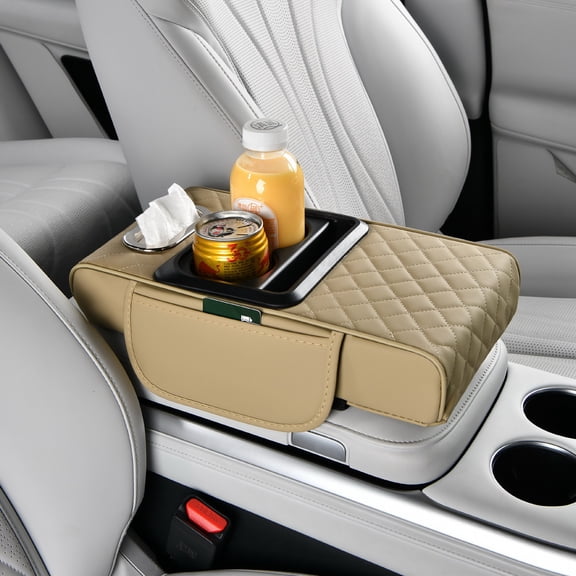 4 in 1 Car Center Console Organizer Armrest Cushion Storage Box with Cup Holder for Car Interior Storage