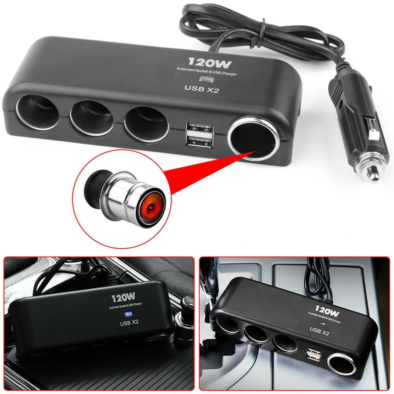 4-in-1 Car Charger Adapter Cigarette Lighter Multi Socket Cigar Jack  Splitter Dual Usb Power Distributor Interior Parts