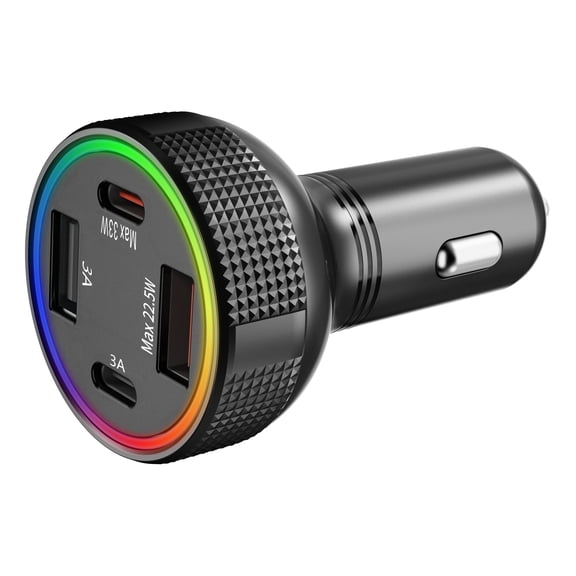 USB C Car Charger Adapter, 85W 4-Port Dual USB-C & USB-A Car Power Adapter, Cigarette Lighter Auto Charger Flush Compatible iPhone 17/17 Pro Max/16/15/14 Series, Galaxy, AirPods, for Gifts