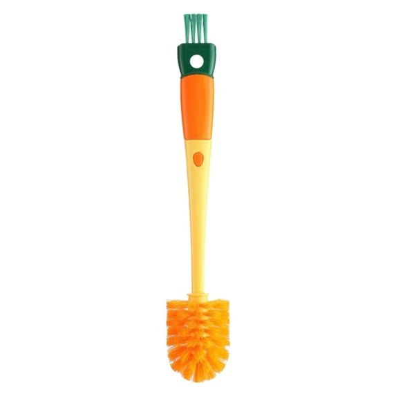 4-in-1 Carrot Cup Brush, Long Handle Bottle Cleaning Brush, Multifunctional Kitchen Cup Cleaner, Hard Bristle Corner Brush, Soft Rubber Brush, Wire Brush for Bottles, Glass, Thermos