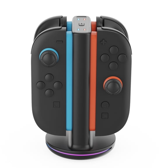 4-in-1 Charging Dock for Nintendo Switch 2 Joy-Cons - RGB LED Charging Station with 9 Light Effects & Real-Time Indicators