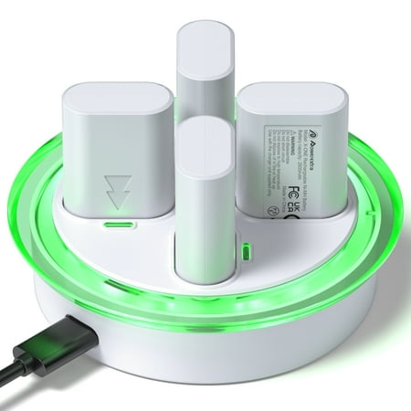 4 in 1 Charging Station Dock + 4-Pack 2600mAh Rechargeable Batteries for Xbox One X/One S/One Elite Controller