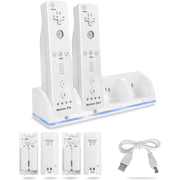 4-in-1 Charging Station for Nintendo Wii&Wii U Remote Controller  4pcs 2800mAh Rechargeable Replacement Battery Pack Accessories Bundle, +USB Cable,Not Include Remote.