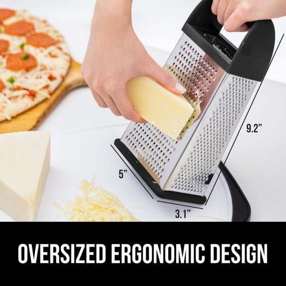 4 in 1 Cheese Grater with Container, Stainless Steel, Slip Resistant Handle, Dishwasher Safe