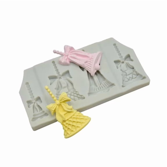 4-in-1 Christmas Bell Cake Mold - Non-Stick Rubber Baking Tool for Festive Cakes and Cupcakes
