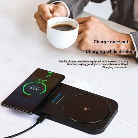 4-in-1 Coffee Mugs Warmer Phone Wireless Charger Drink Heating Warmer for Desk Use Keep Beverages Warmer US Plug
