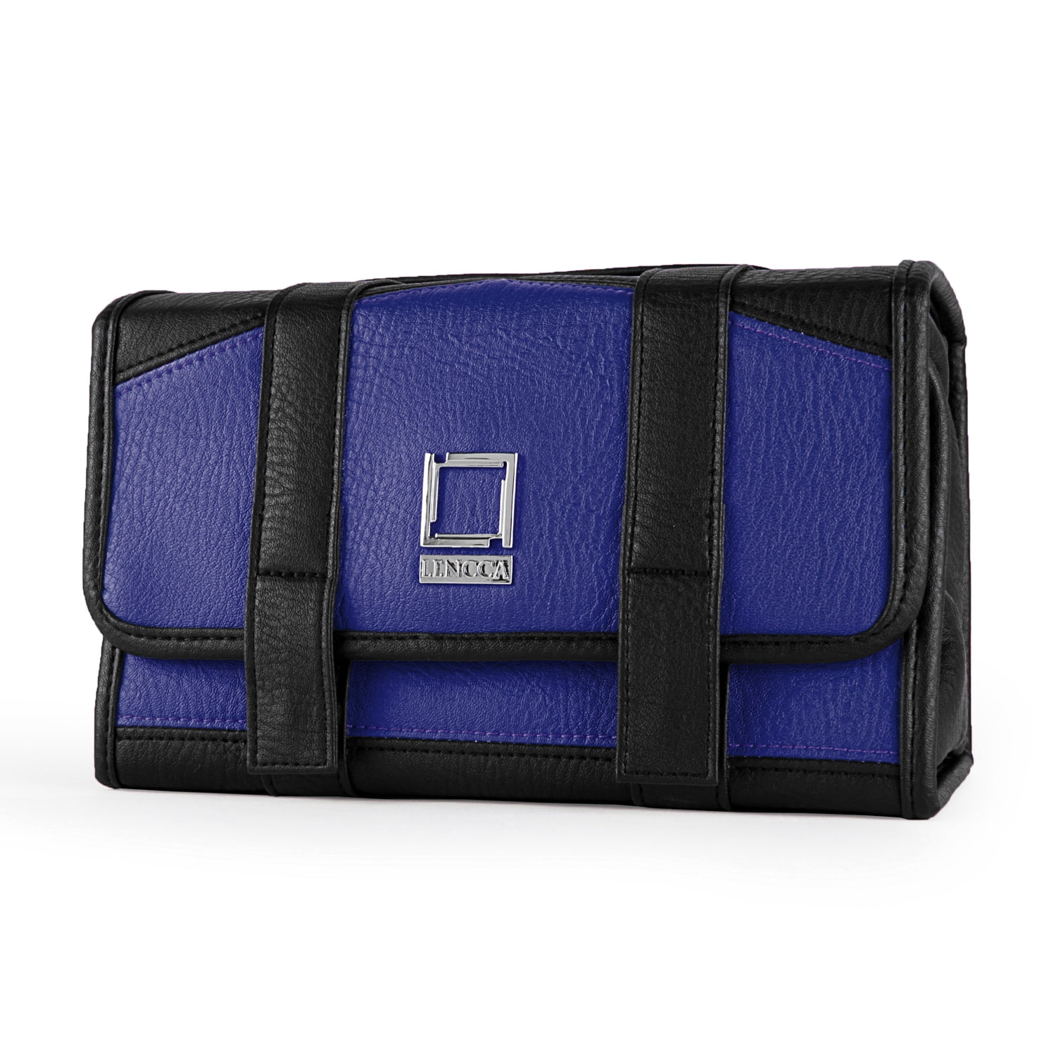4-in-1 Compact Travel Organizer – Fold-Flat Hanging Toiletry & Accessory Bag with 2 Privacy Compartments & 2 Mesh Pockets, Water-Repellent Faux Leather Case
