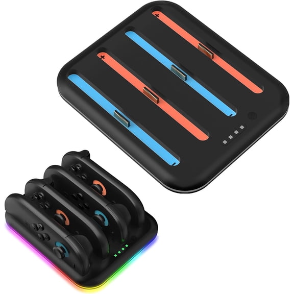 4-in-1 Controller Charging Dock Compatible with Switch 2 JoyCons, Game Console Handles Charger Stand with LED Indication for Switch 2(Black)