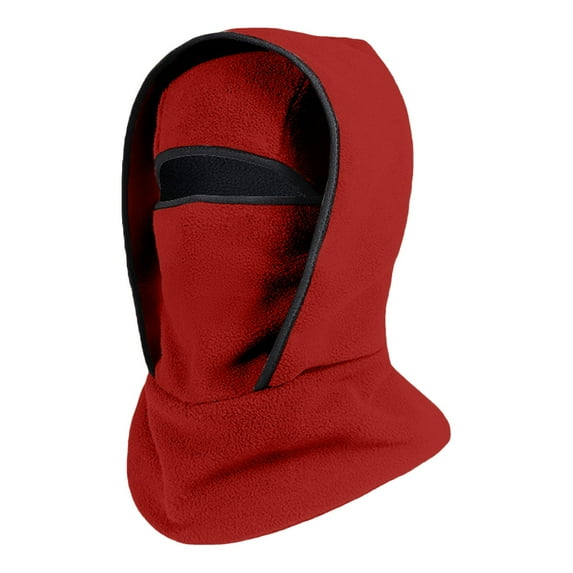 4-in-1 Convertible Balaclava, Fleece Lined Winter Hat Neck Gaiter Mask for Skiing Cycling Motorcycle, Wind Resistant Cold Weather Sports Gear for Men Women - Red