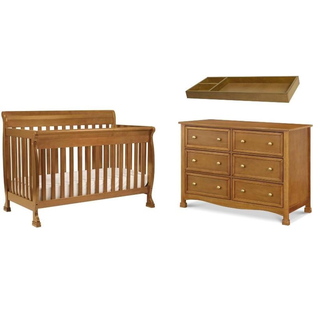 4 in 1 Convertible Classic Crib and Dresser Set with Changing Tray in Chestnut