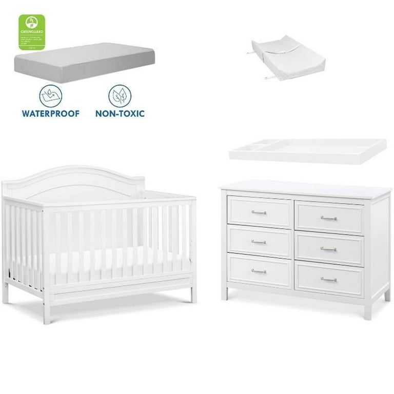 DaVinci 4 in 1 Convertible Crib and Dresser Changing Table Set with Mattress in White