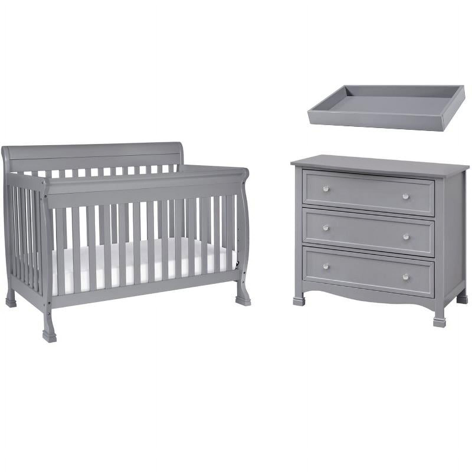4in1 Convertible Crib and Dresser Set with Removable Changing Tray in