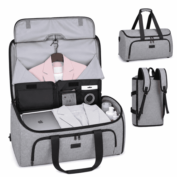 Yomfey Garment Duffel Bag for Travel, 58L Carry-On Garment Bag with Shoe Compartment, Waterproof Wrinkle-Free Suit Travel Weekender Bag for Men and Women