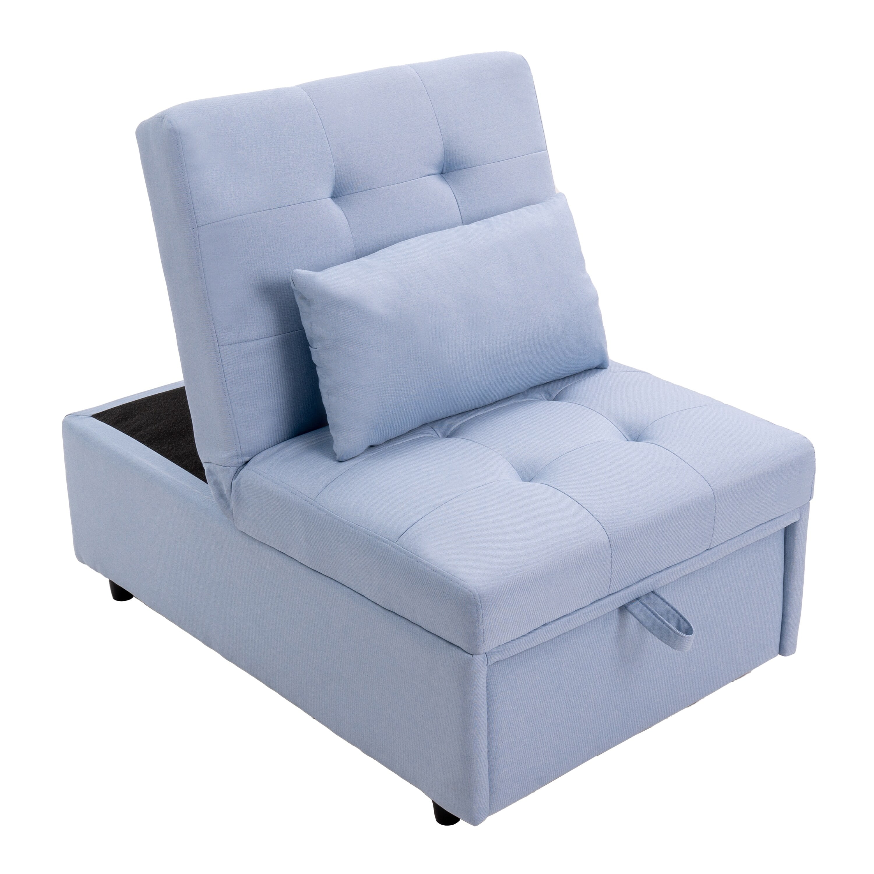 4in1 Convertible Lounge Chair Sofa Bed Folding Ottoman Blue