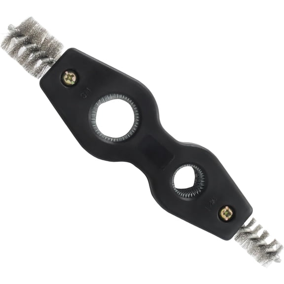 4-in-1 Copper Pipe Cleaner, 1/2" & 3/4" in Wire Brush, Inner & Outer Thread Deburring Brush for Plumbing, Soldering & Brazing (Black)