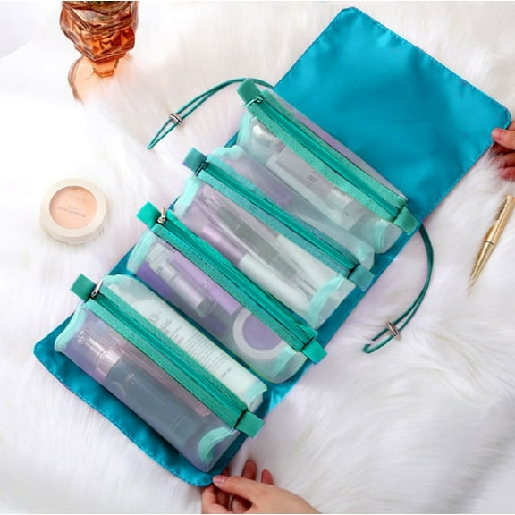 4-in-1 Cosmetic Pouch Set with Hanging String – Versatile, Foldable Makeup Organizer Bag for Travel & Storage TIKA