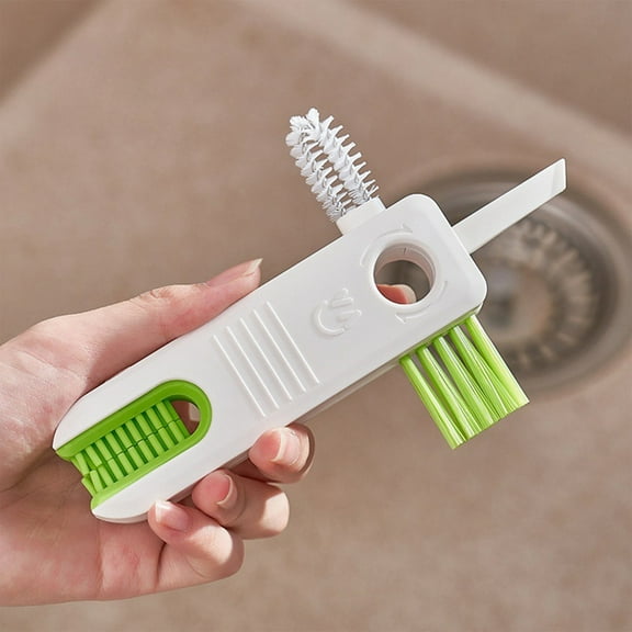 4-in-1 Cup Lid Brush | Portable Baby Bottle Cleaning Brush with Bottle Cap Scrubber | Water Cup Rim Cleaner | Travel-Friendly Design