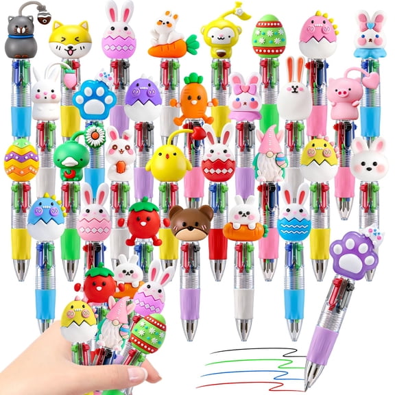 4-in-1 Cute Multicolor Pens Set of 30 - Mini Ballpoint Pens with Assorted Kawaii Easter Egg Style, Fun Bulk Pens for Easter Basket Stuffers Party Favors Classroom Prizes Holiday Gifts