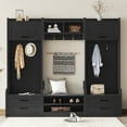 thumbnail image 1 of 4-in-1 Detachable Hall Tree with Storage and 7 Hooks, Multi-Functional Hallway Coat Rack with 4 Drawers and 2 Cabinets, 78" Entryway Shoe Bench for Living Room, Black, 1 of 8