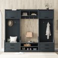 thumbnail image 1 of 4-in-1 Detachable Hall Tree with Storage Bench, Wood Coat Rack with 7 Hooks, 2 Display Dividers and 2 Cabinet, Mudroom Organizer with 4 Drawers and 2 Shoes Storage Shelves for Hallway, 1 of 7