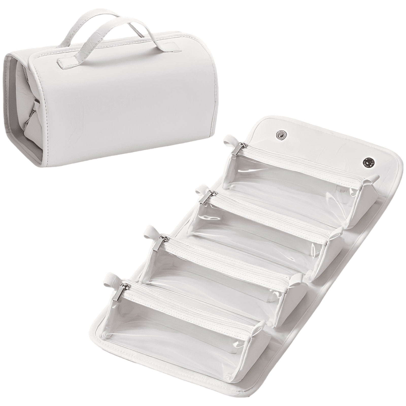 hanging roll up makeup organizer and travel bag Canvas Cosmetic, Pink 【Product Features Roll Up Travel Toiletry Bag