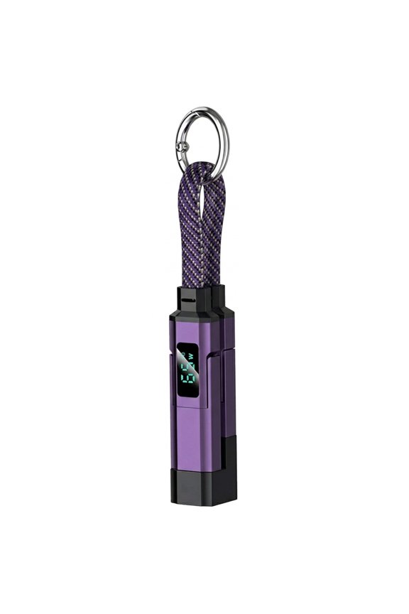 4-in-1 Digital Display Keychain Charging Cable, 65W PD Fast Charging Braided Multi Cord for Phones Tablets Laptops