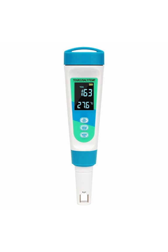 4-in-1 Digital Salinity Meter TDS/EC/SALT/TEMP Detector Water Conductivity Tester Pool Water Salinometer,1 * Digital Salinity Meter,Light Blue