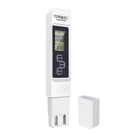 4-in-1 Digital TDS Meter, Water Quality Tester for Drinking Water, Aquariums & Pools, 0-9990 ppm Range with Backlit LCD, Temperature Gauge, Easy for Anyone