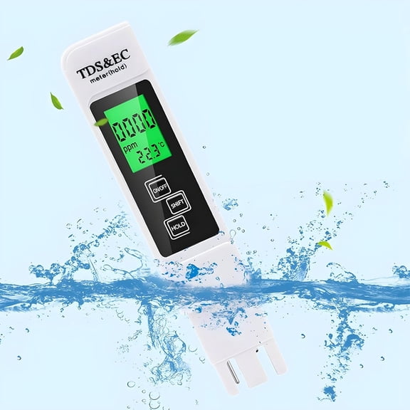 4-in-1 Digital Water Quality Tester, TDS EC PPM Temperature Meter, Portable 0-9990ppm Water Purity Test Kit for Drinking Water, Aquarium, Pool & Hydroponics