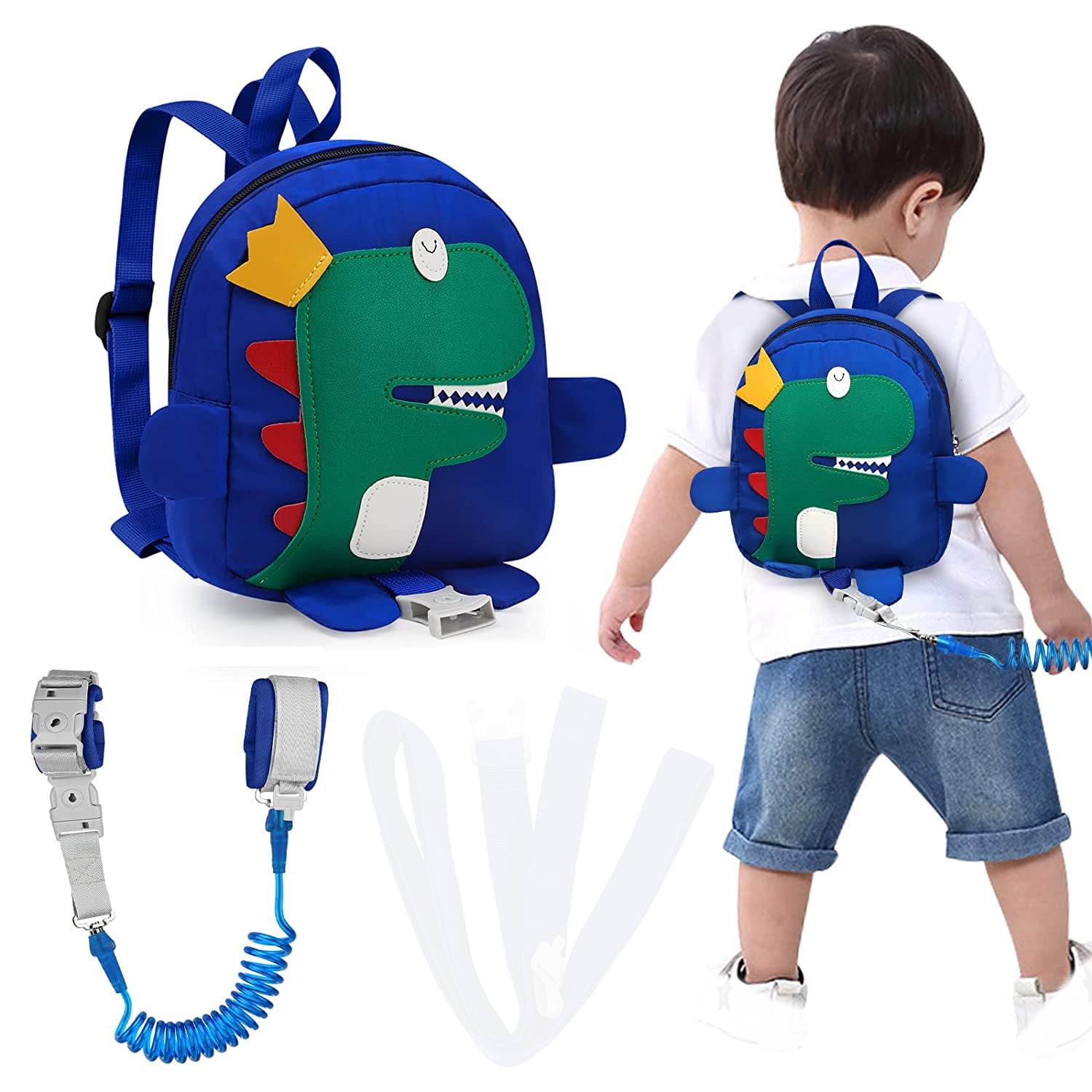4 in 1 Dinosaur Backpacks for Toddlers Kids Antilost Backpack with