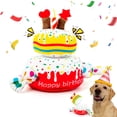 thumbnail image 1 of 4-in-1 Dog Birthday Cake Toy, Interactive Snuffle Puzzle, Funny Dog Toys—Plush Squeaky Treat Dispenser with Cotton Rope, Hide ＆ Seek Enrichment Toy for Small/Medium/Large Dogs, 1 of 7
